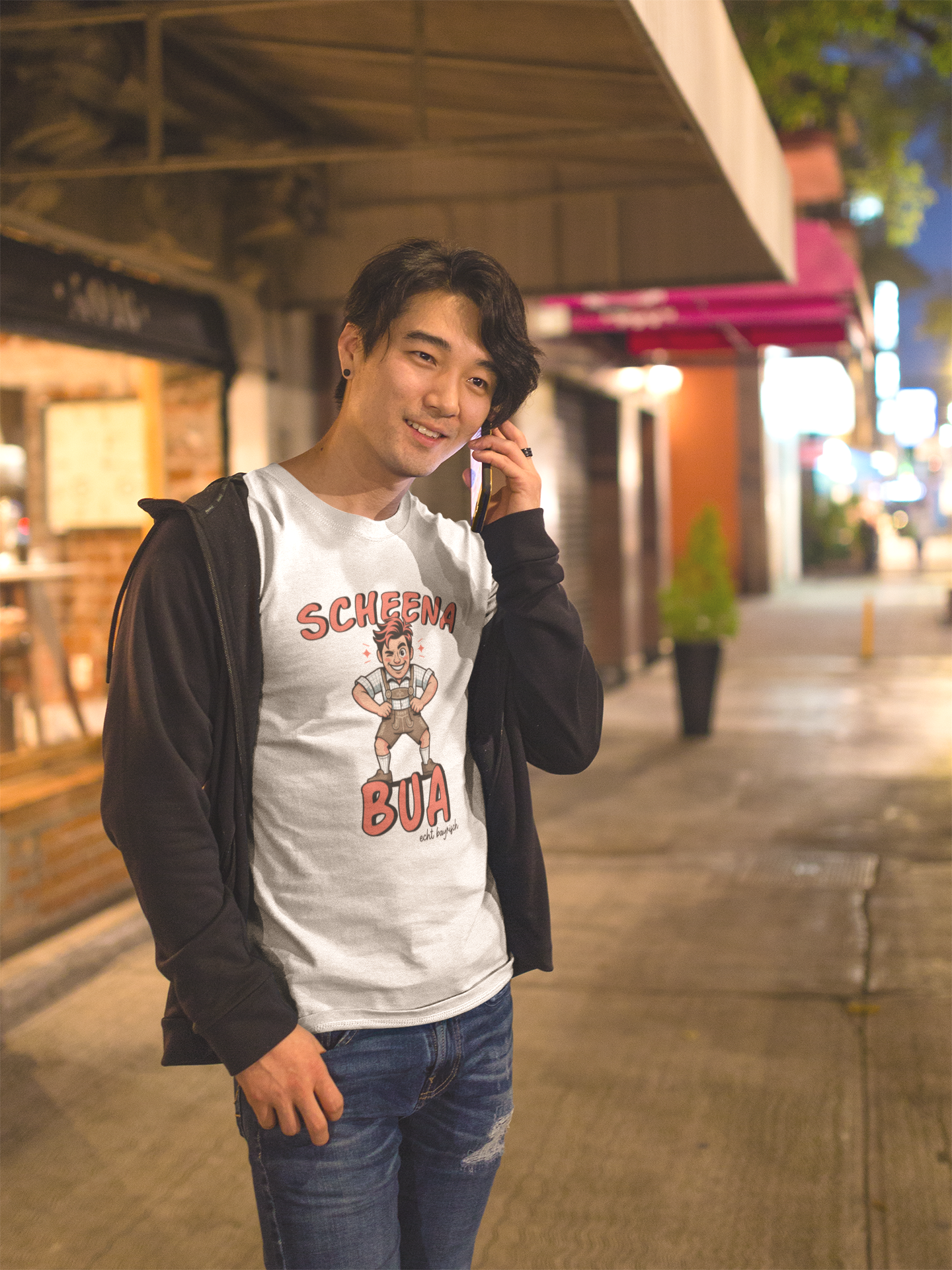Scheena Bua – Witziges bayerisches Funshirt für Männer mit Schmäh – T-Shirt