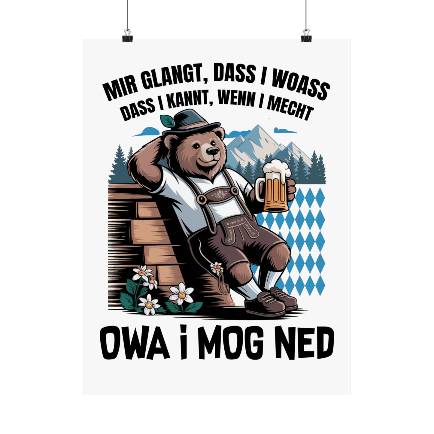 Echt Bayrisch Poster: Owa i mog ned