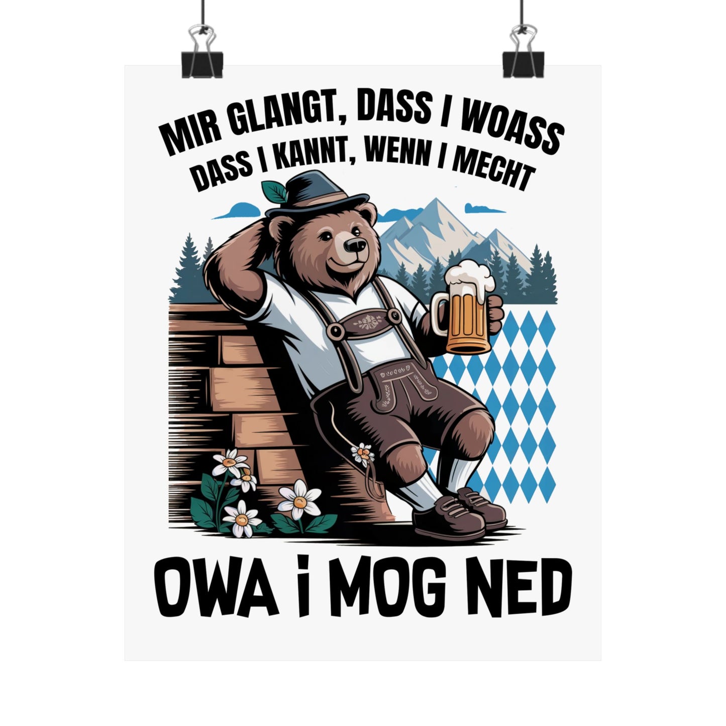 Echt Bayrisch Poster: Owa i mog ned
