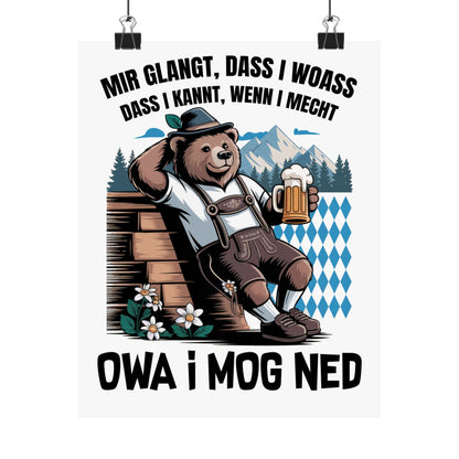 Echt Bayrisch Poster: Owa i mog ned