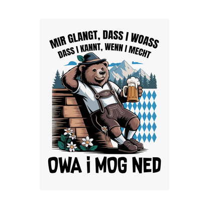 Echt Bayrisch Poster: Owa i mog ned