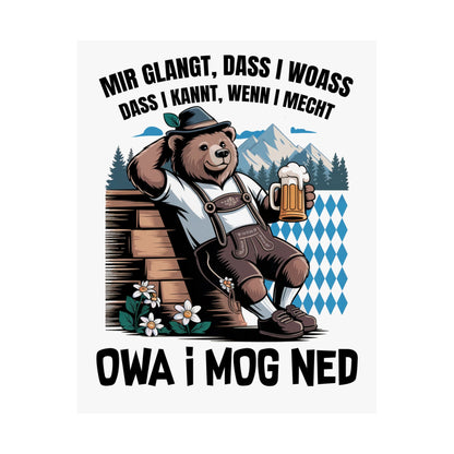 Echt Bayrisch Poster: Owa i mog ned